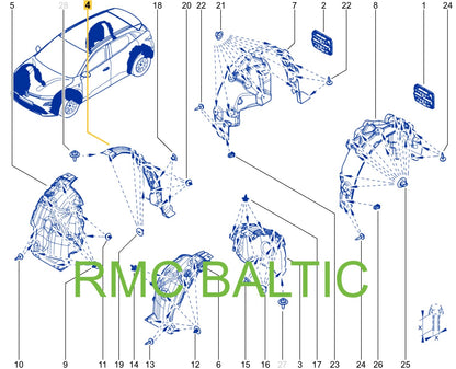 Pièce d'origine Pare-boue avant droit section arrière pour Renault Scenic EV E-Tech 638420925R
