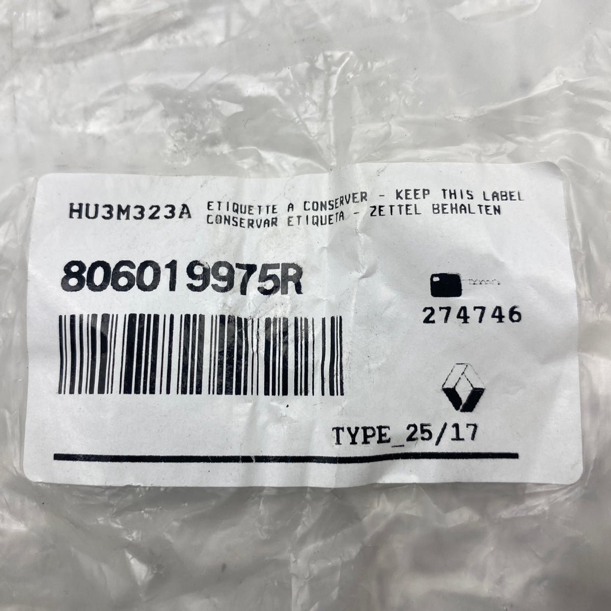Pièce d'origine Neiman avec clé et barillet de serrure pour Renault Trafic III Kangoo III Master III 806019975R