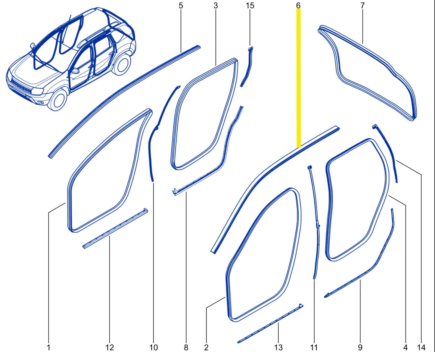 Pièce d'origine Joint de porte supérieur gauche pour Dacia Duster I 768618281R
