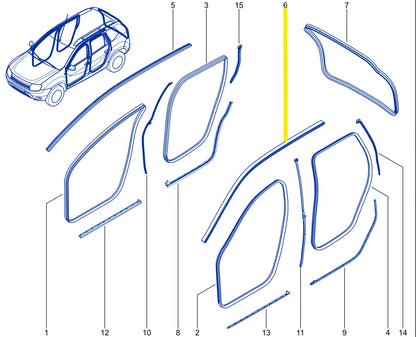Pièce d'origine Joint de porte supérieur gauche pour Dacia Duster I 768618281R