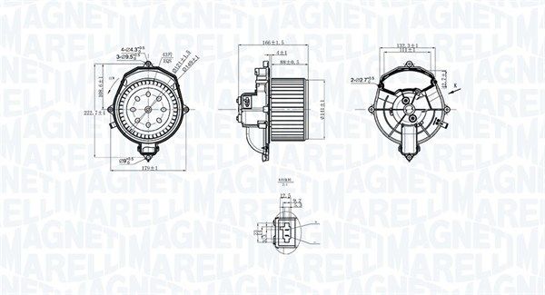 Dessin technique du fabricant — Pulseur d’air habitacle — Magneti Marelli 069412266010