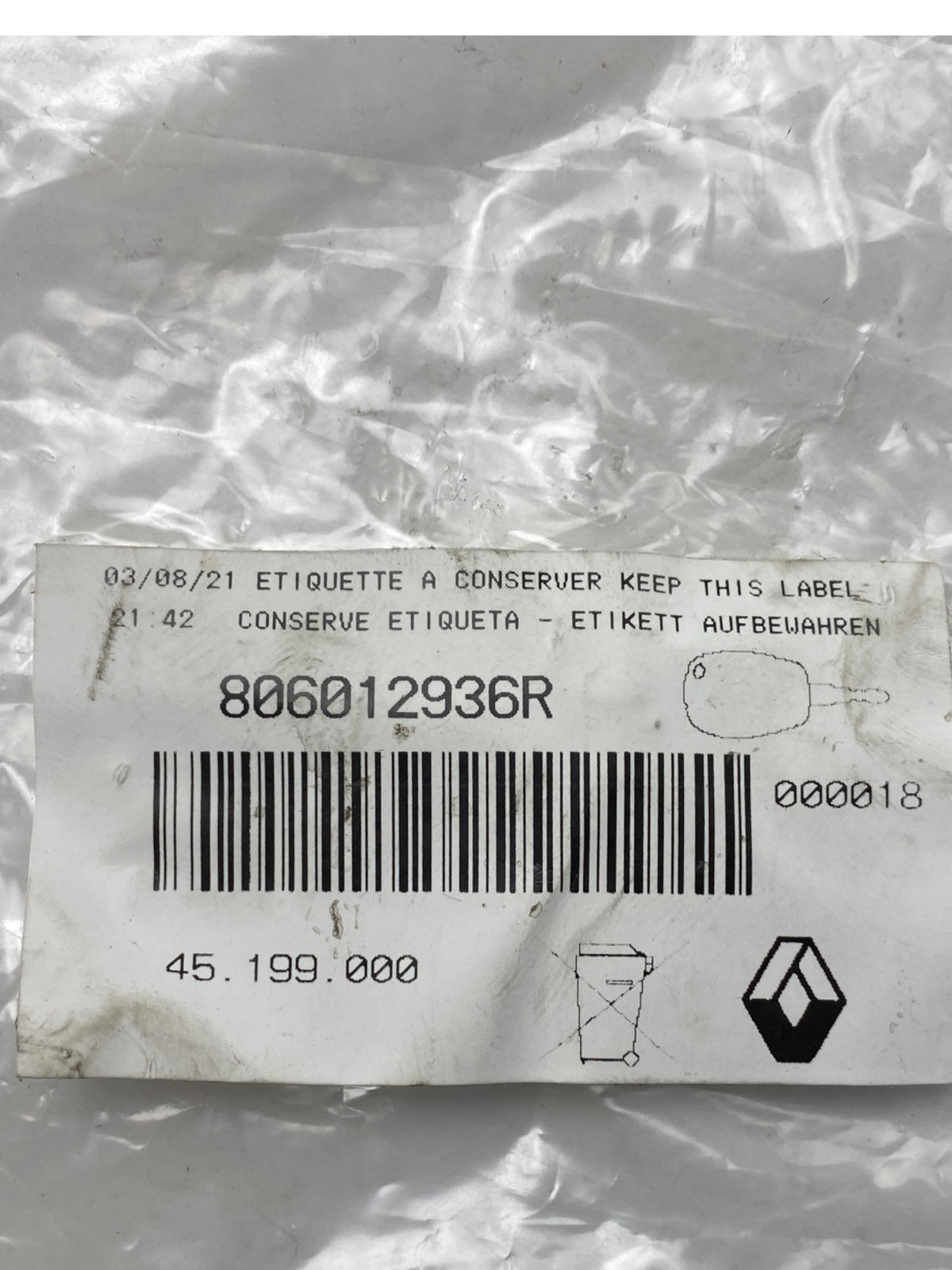 Pièce d'origine Kit de neiman pour Dacia 806012936R