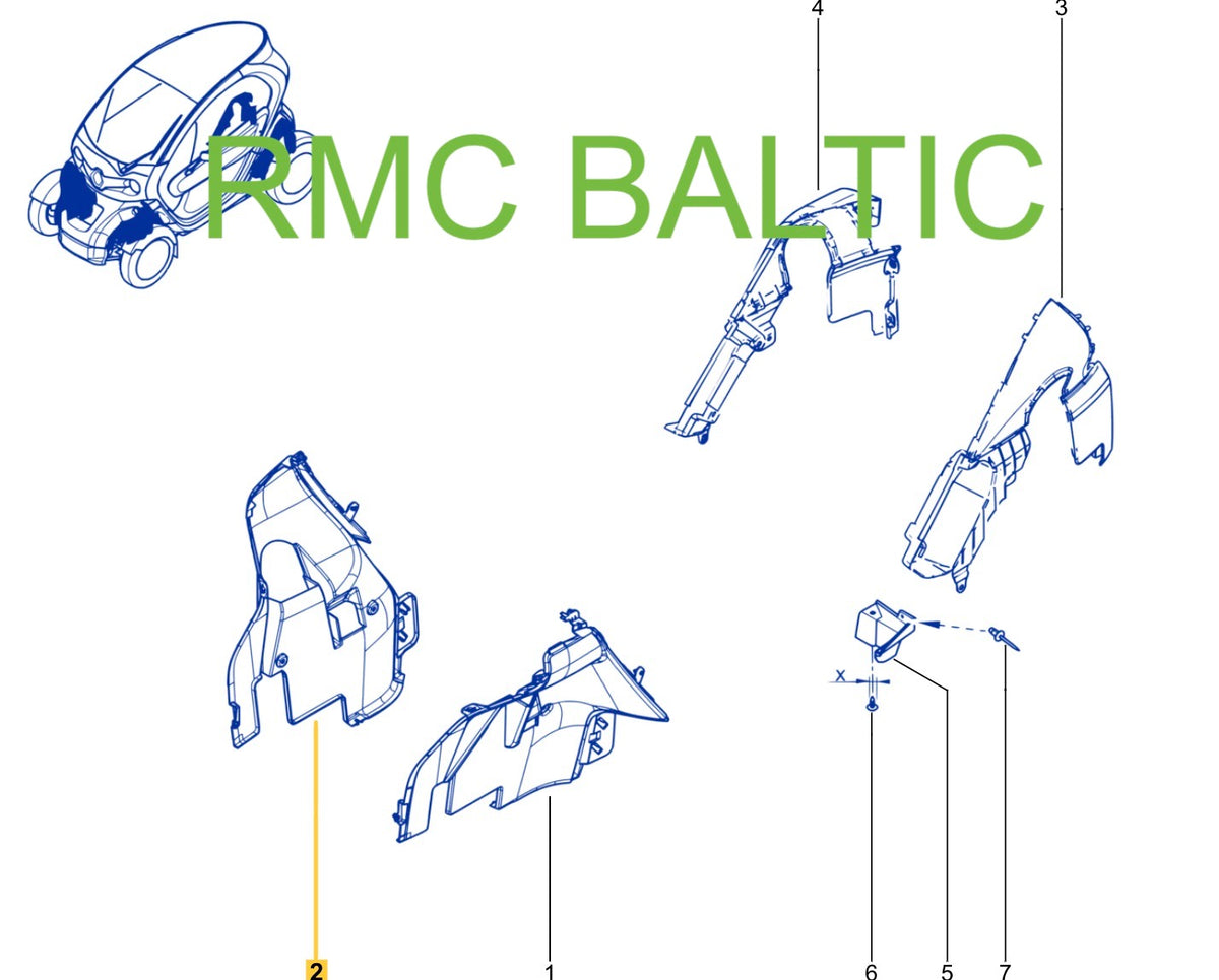 Pièce d'origine Pare-boue intérieur avant droit pour Renault Twizy Z.E 638408181R