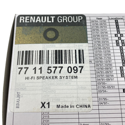 Pièce d'origine Haut-parleur de porte Kenwood 13 cm pour Renault 7711577097