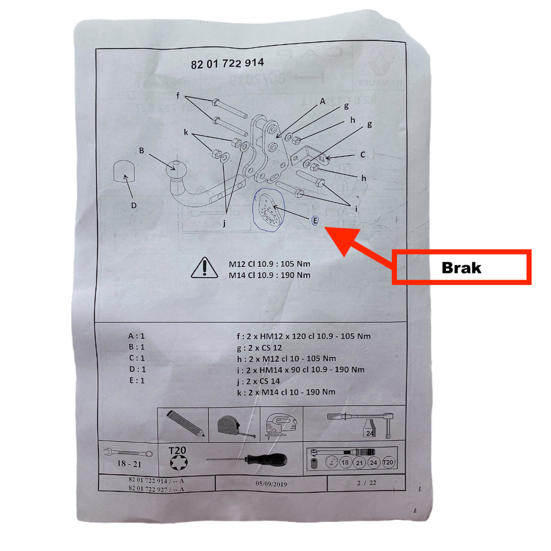 Pièce d'origine Kit de montage d'attelage pour Renault Captur II 8201722914