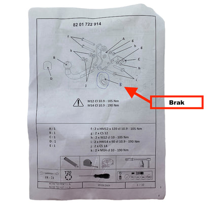 Pièce d'origine Kit de montage d'attelage pour Renault Captur II 8201722914