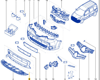 Pièce d'origine Lame de pare-chocs avant pour Renault Kangoo II 620673708R