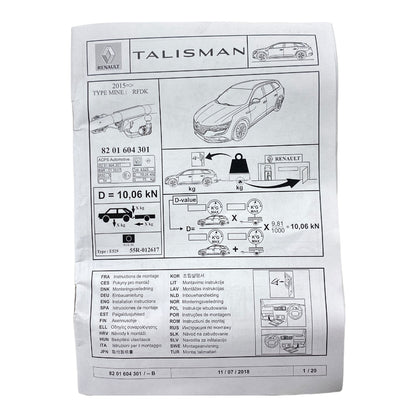 Pièce d'origine Attelage pour Renault Talisman Break 8201604301