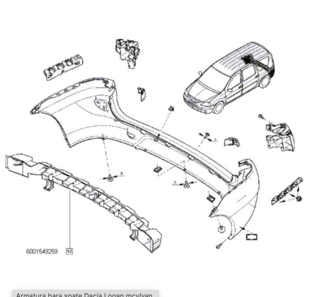 Pièce d'origine Traverse de pare-chocs arrière pour Dacia Logan I 6001549259