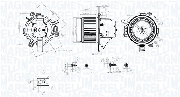 Dessin technique du fabricant — Pulseur d’air habitacle — Magneti Marelli 069412779010