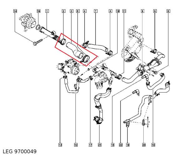 Durite de liquide de refroidissement pour Renault 1.6 dCi — LEG 9700049 — vue 4