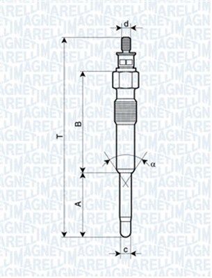 Dessin technique du fabricant — Bougie de préchauffage — Magneti Marelli 062900007304