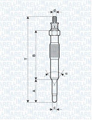 Dessin technique du fabricant — Bougie de préchauffage — Magneti Marelli 062900017304