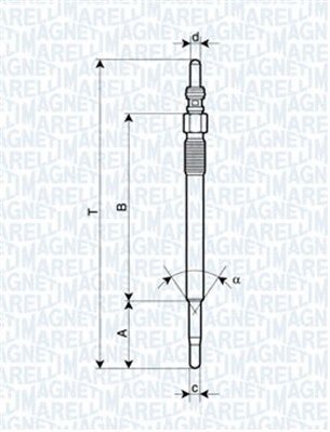 Dessin technique du fabricant — Bougie de préchauffage — Magneti Marelli 062900048304