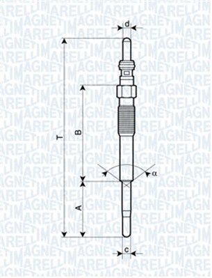 Dessin technique du fabricant — Bougie de préchauffage — Magneti Marelli 062900080304