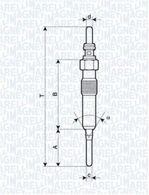 Dessin technique du fabricant — Bougie de préchauffage — Magneti Marelli 062900087304