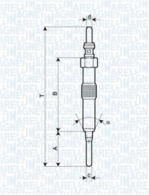 Dessin technique du fabricant — Bougie de préchauffage — Magneti Marelli 062900089304