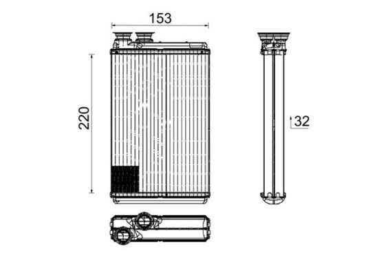 Dessin technique du fabricant — Radiateur de chauffage — MAHLE AH 195 000P