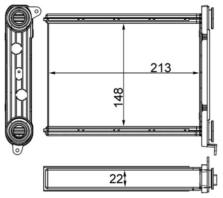 Dessin technique du fabricant — Radiateur de chauffage — MAHLE AH 259 000S
