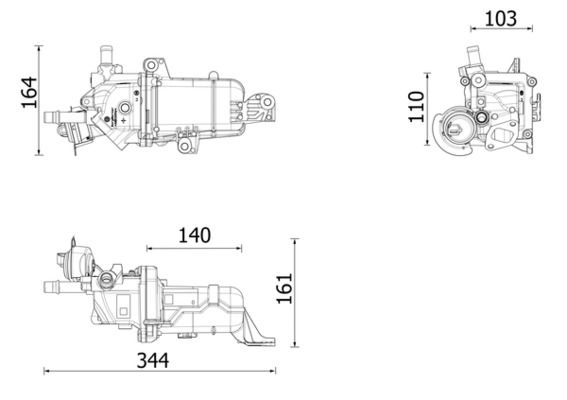 Dessin technique du fabricant — Refroidisseur de gaz EGR — MAHLE CE 49 000P