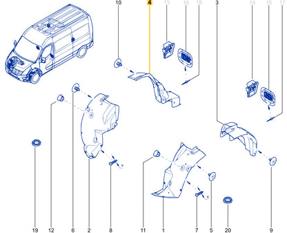 Pare-boue avant droit, partie arrière, pour Renault Master III et Nissan NV400 — vue 12