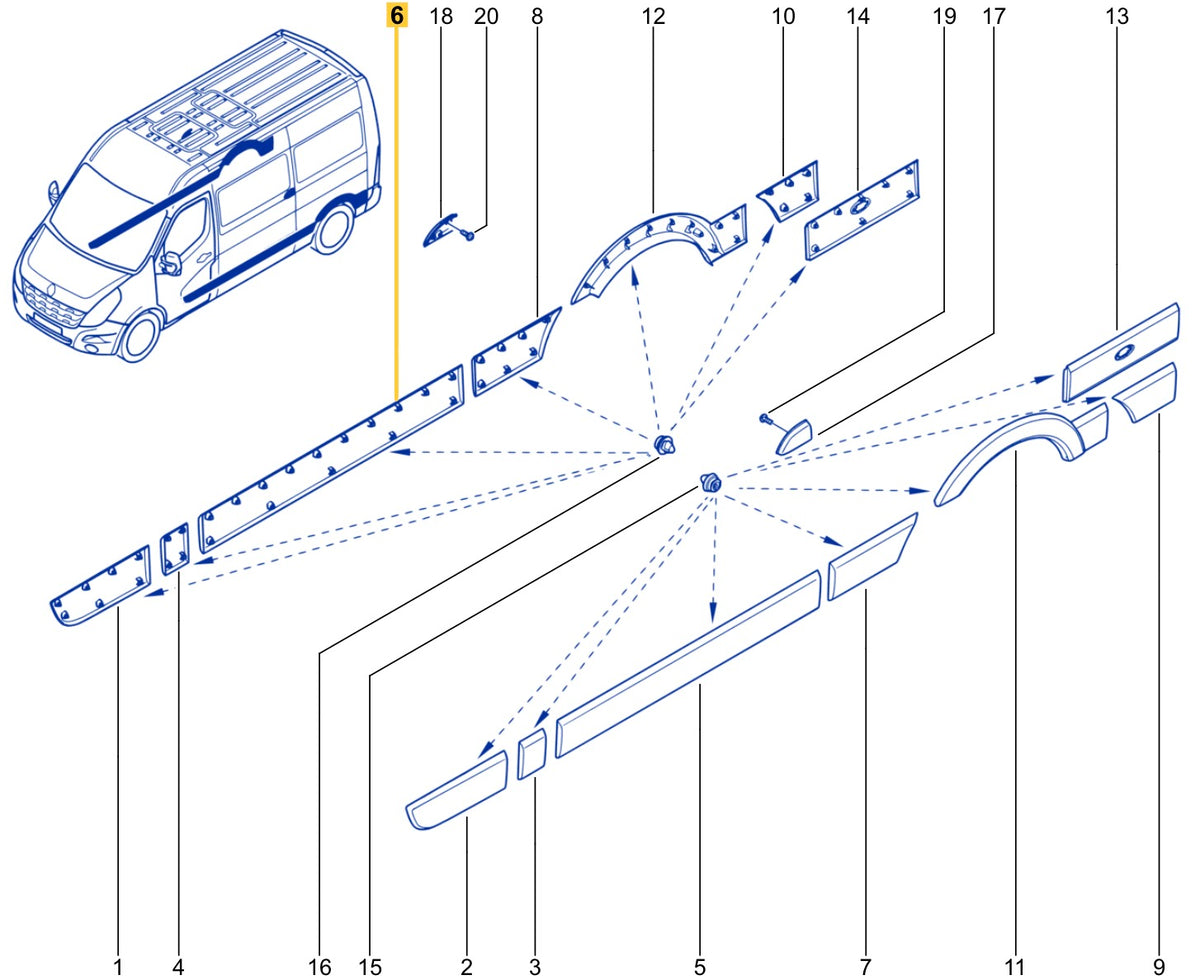 Moulure de porte latérale droite pour Renault Master III — vue 15