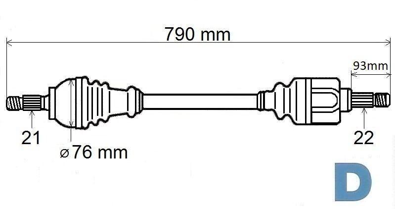 ARBRE DE TRANSMISSION.CITROEN AX,P106 1.4D DRO 3273.0K 32730K.