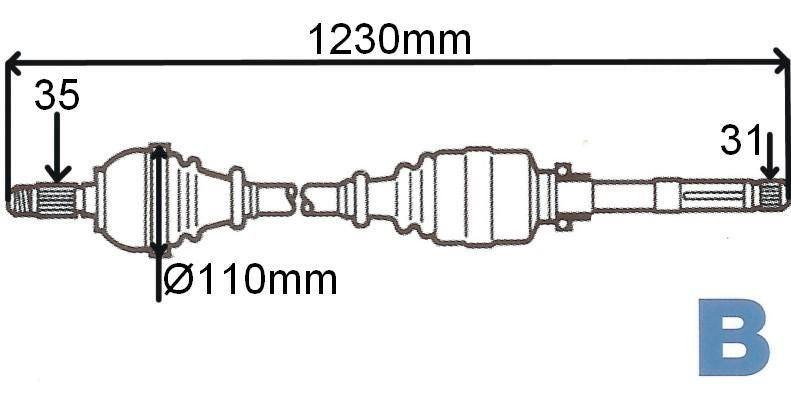 ARBRE DE TRANSMISSION.PEUGEOT BOXER 3.0HDI 06> 1608509380.