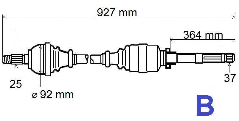 ARBRE DE TRANSMISSION.CITROEN C5 II 2.0/2.2HDI 3273.PA 3273PA.
