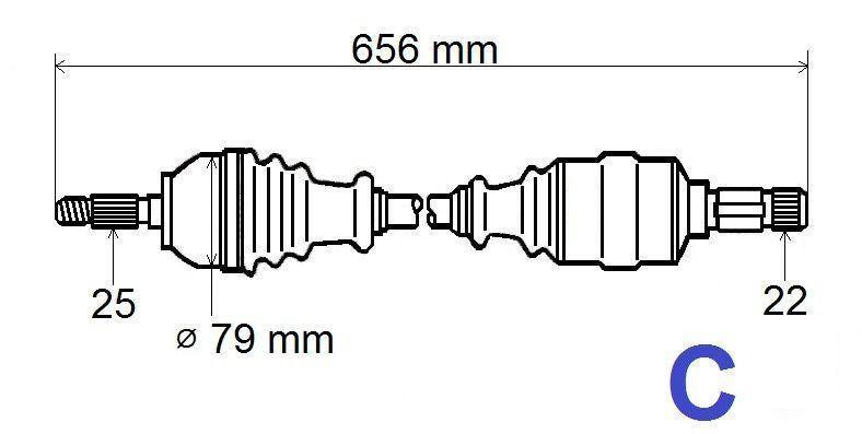 ARBRE DE TRANSMISSION.CITROEN NEMO,BIPPER 1.4H 3272.SL 3272SL.