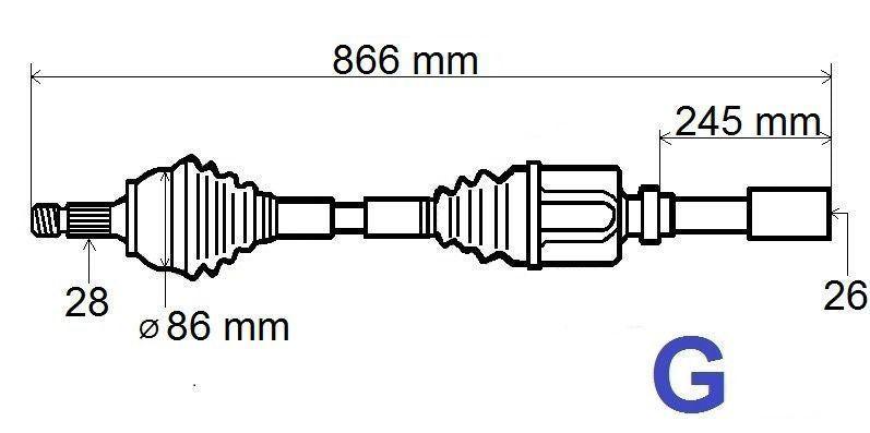 ARBRE DE TRANSMISSION.CITROEN C5 III,P407 2.0 3273.GF 3273GF.