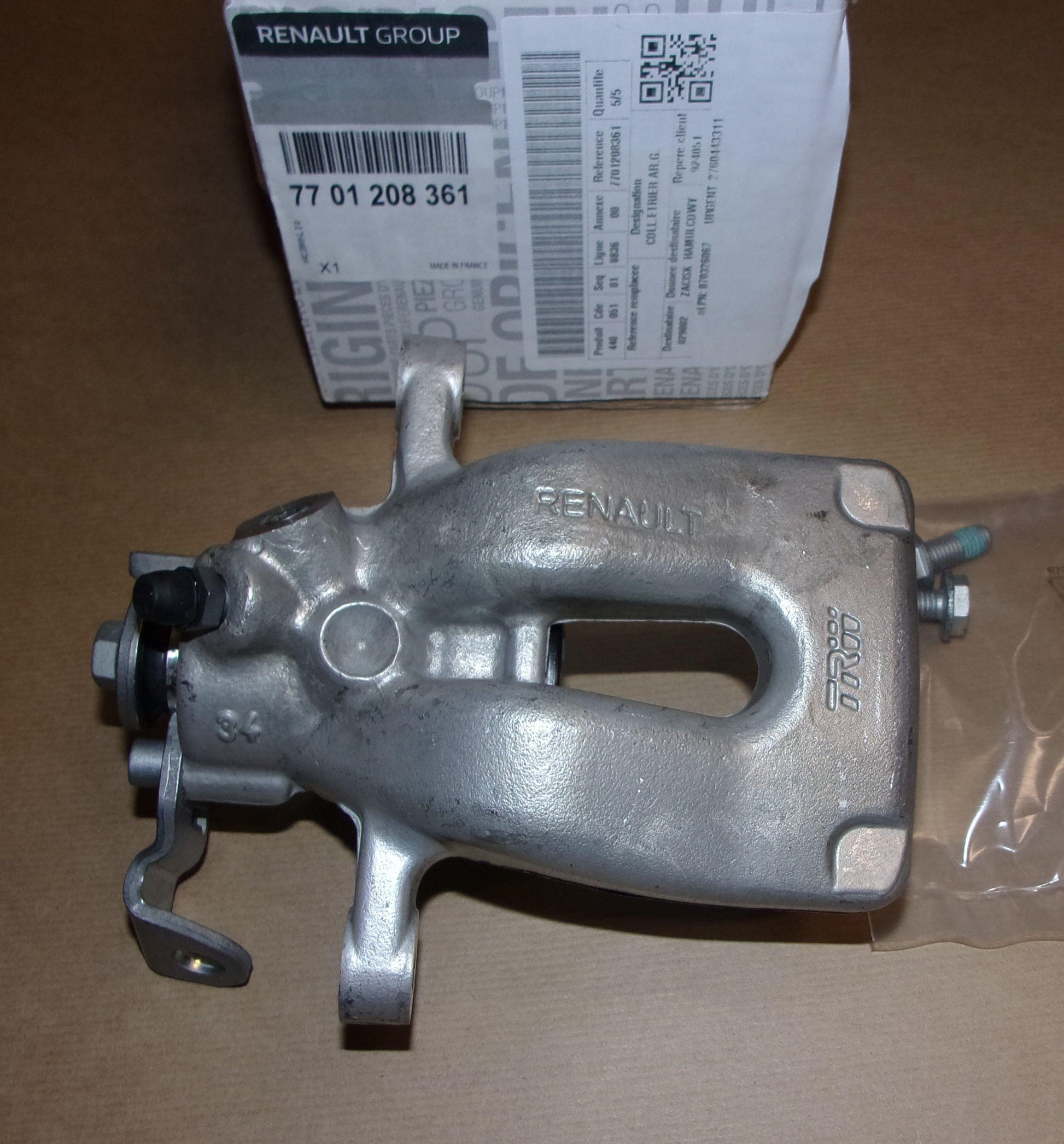 Original Étrier de frein arrière gauche pour Renault Clio III et Renault Modus , 7701208361.