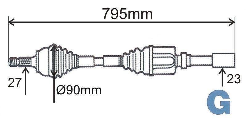 ARBRE DE TRANSMISSION.RENAULT LAGUNA II 1.6/1. 7711134780.