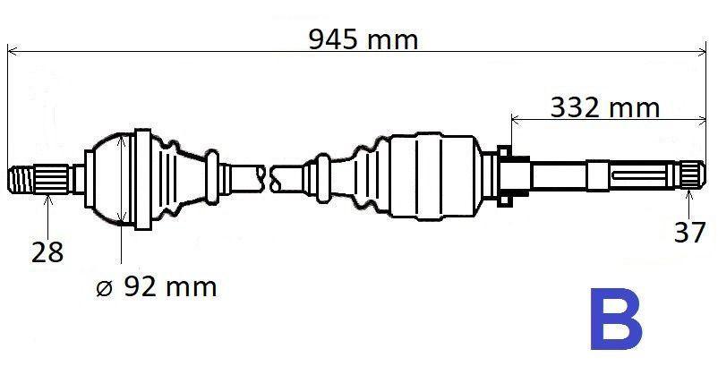 ARBRE DE TRANSMISSION.CITROEN C5 III 1.6THP 09 3273.XF 3273XF.