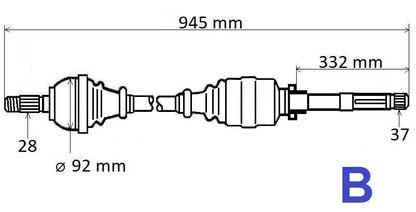 ARBRE DE TRANSMISSION.CITROEN C5 III 1.6THP 09 3273.XF 3273XF.