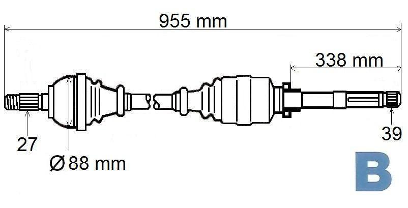 ARBRE DE TRANSMISSION.RENAULT SCENIC III 1.6DC 391001702R.