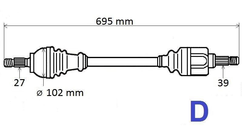 ARBRE DE TRANSMISSION.RENAULT TRAFIC 2.0DCI 06 391015750R.