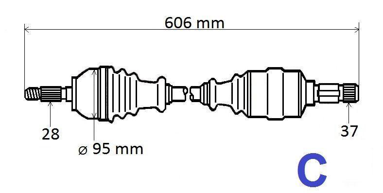 ARBRE DE TRANSMISSION.PEUGEOT 308 II 1.2THP 14 9804894680.