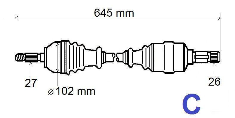 ARBRE DE TRANSMISSION.RENAULT ESPACE IV 2.2/3. 7711368093.