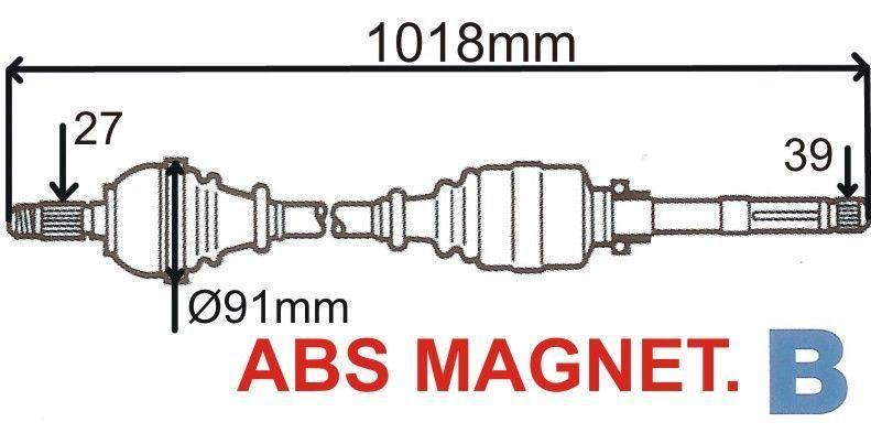 ARBRE DE TRANSMISSION.RENAULT TRAFIC II 1.9DCI 391002150R.