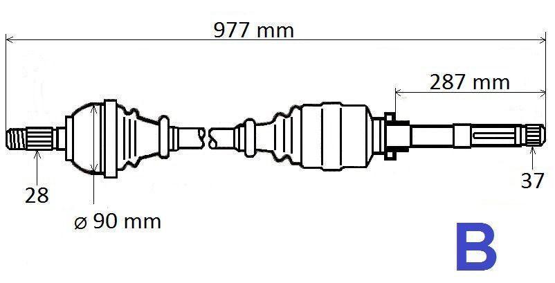 ARBRE DE TRANSMISSION.CITROEN JUMPY IV,PEUGEOT TRAVE 9814611780.