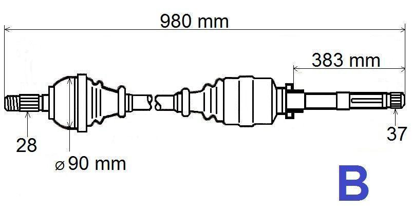 ARBRE DE TRANSMISSION.CITROEN C5 III,C6 2.2HDI 3273.RC 3273RC.