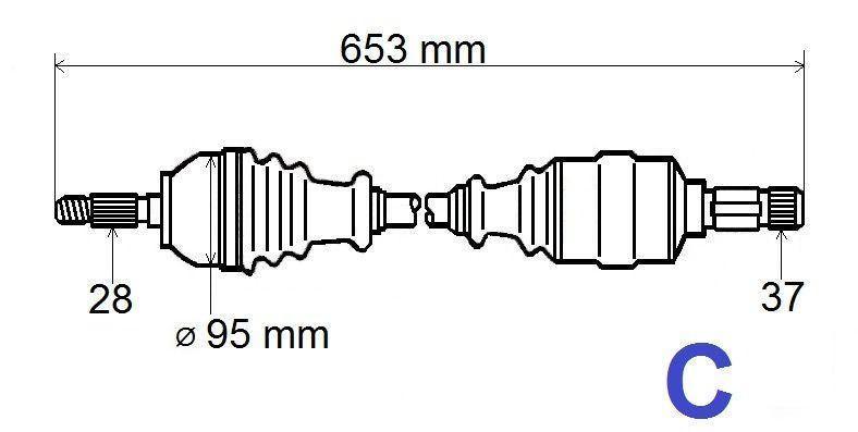 ARBRE DE TRANSMISSION.CITROEN JUMPY III 2.0HDI 3272.NP 3272NP.