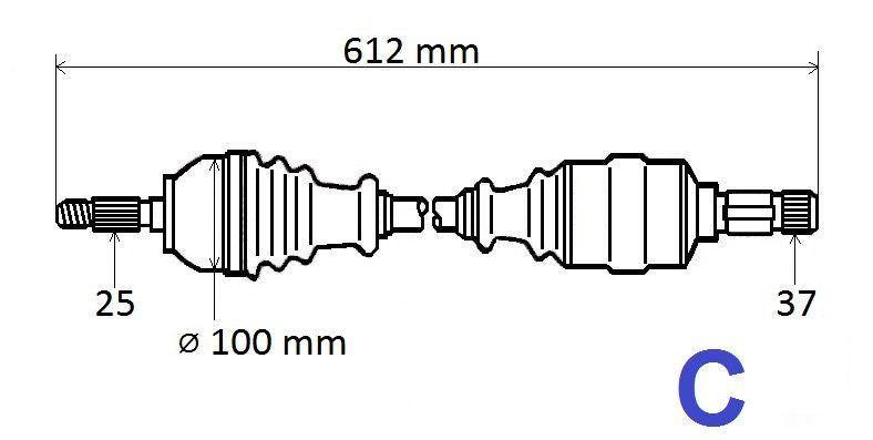 ARBRE DE TRANSMISSION.CITROEN C4,PEUGEOT 307 2.0HDI 3272.RF 3272RF.