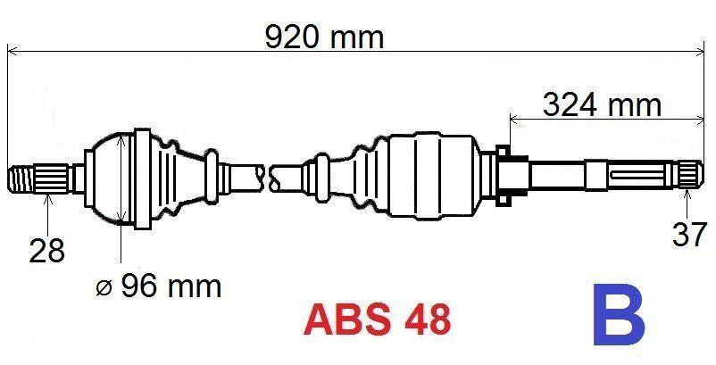ARBRE DE TRANSMISSION.CITROEN XM,PEUGEOT 607 3.0 V6 3273.1T 32731T.