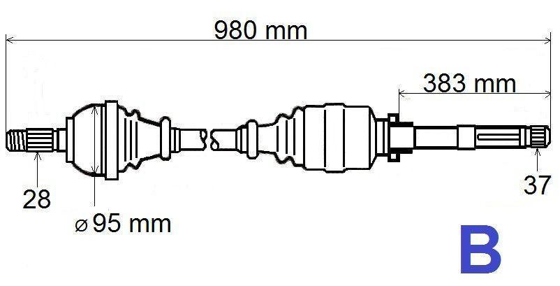 ARBRE DE TRANSMISSION.CITROEN JUMPY III 2.0HDI 3273.NP 3273NP.