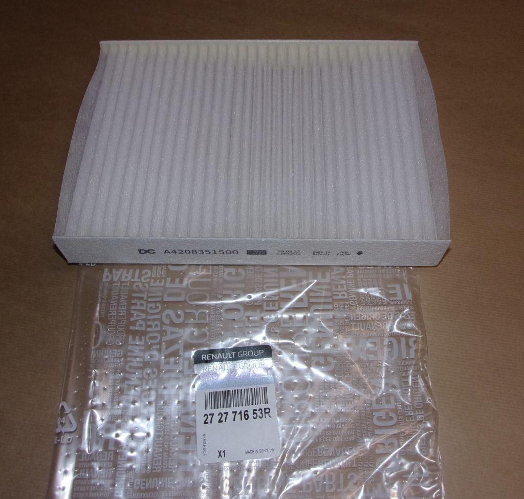 FILTRE D'HABITACLE RENAULT MEGANE IV,ESPACE V 272771653R.