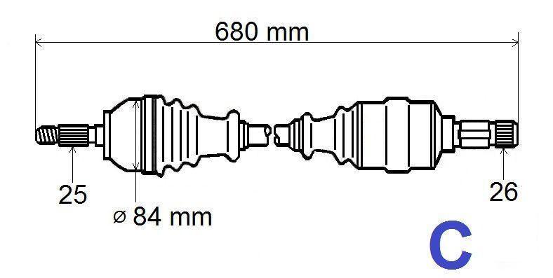 ARBRE DE TRANSMISSION.RENAULT MEGANE III 1.5DC 391016204R.