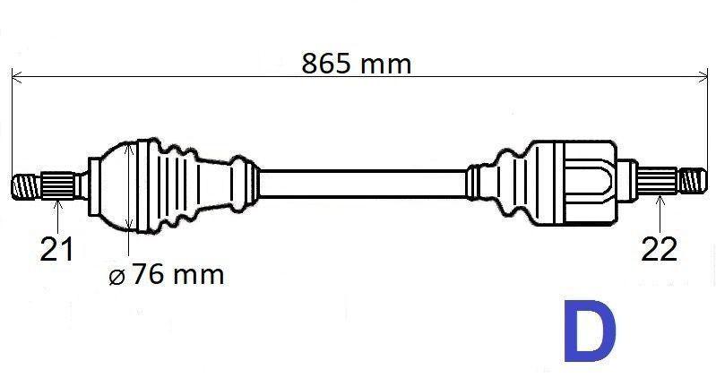 ARBRE DE TRANSMISSION.CITROEN C3,DS3 1.4HDI/VT 3273.WG 3273WG.