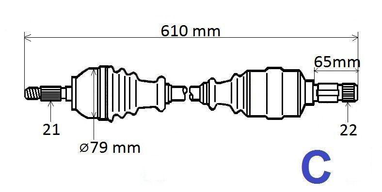 ARBRE DE TRANSMISSION.PEUGEOT 206 1.1,1.4 GAUC 3272.6E 32726E.